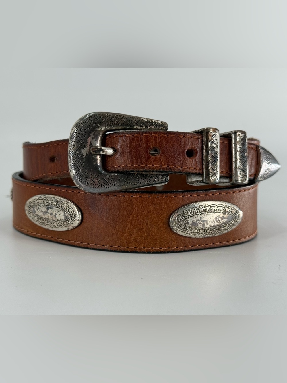 Latigo Leather Vintage Tan Brown Leather Belt 32